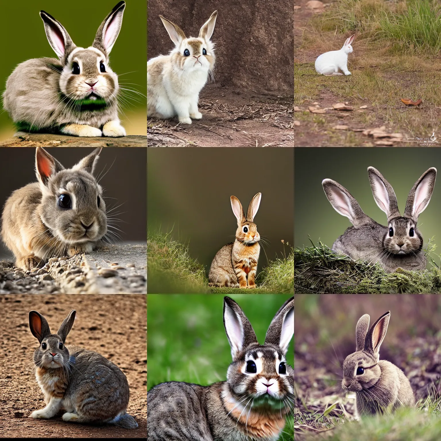 Prompt: a bunny-cat, wildlife photography