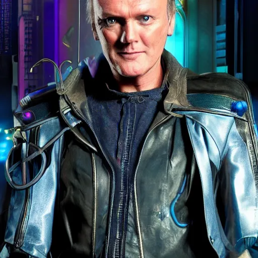 Image similar to Anthony Head as Cyberpunk Uther