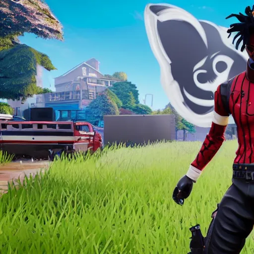 Image similar to playboi carti in fortnite 4 k detailed super realistic