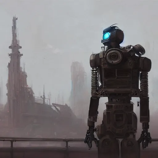 Image similar to a highly detailed epic cinematic concept art CG render digital painting artwork: dieselpunk Soviet smoking robot fused with a man. By Greg Rutkowski, Ilya Kuvshinov, WLOP, Stanley Artgerm Lau, Ruan Jia and Fenghua Zhong, trending on ArtStation, subtle muted cinematic colors, made in Maya, Blender and Photoshop, octane render, excellent composition, cinematic atmosphere, dynamic dramatic cinematic lighting, precise correct anatomy, aesthetic, very inspirational, arthouse