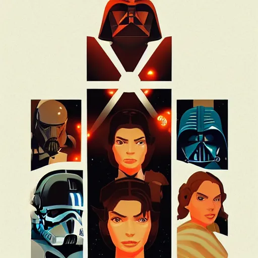 Image similar to face icon stylized minimalist star wars 1 9 7 7, loftis, cory behance hd by jesper ejsing, by rhads, makoto shinkai and lois van baarle, ilya kuvshinov, rossdraws global illumination