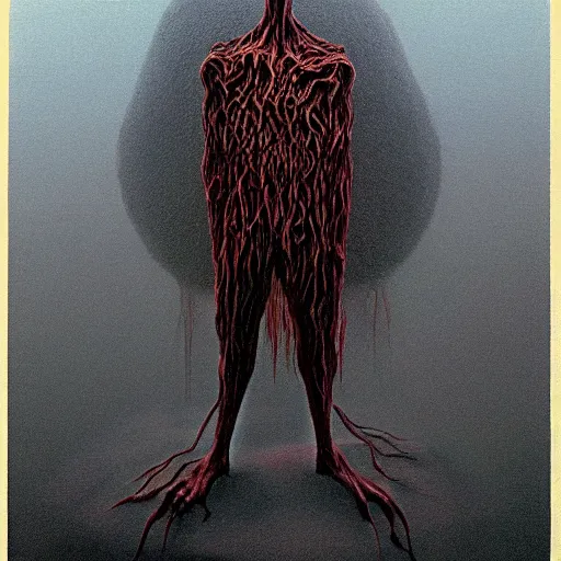 Prompt: a sleep paralysis demon in the style of zdzisław beksiński