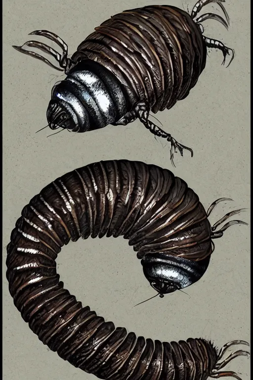 Image similar to an armadillidium, highly detailed, digital art, sharp focus, trending on art station, anime art style