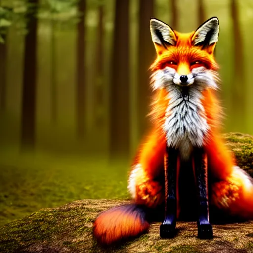 Image similar to full length beautiful fox girl, forest style studio shot, professional photographer, many details, super realistic, high quality, 8 k