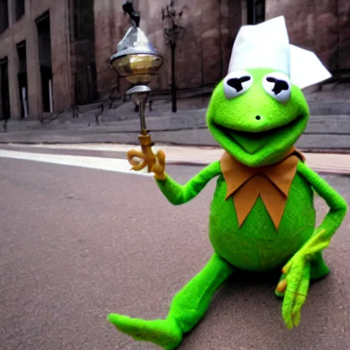 Image similar to Kermit the Frog as the pope