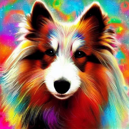 Image similar to artwork of a shetland sheepdog by Patrice murciano in a style of murciano