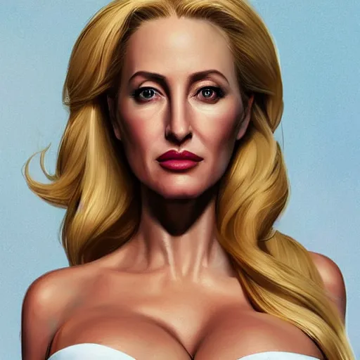 Prompt: lindsey pelas as gillian anderson the president of united states digital painting artstation concept art sharp focus illustration art by artgerm h 7 0 4