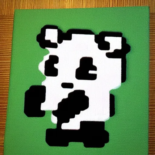 Prompt: “pixel art panda blushing”