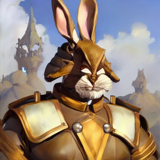 Image similar to greg manchess portrait painting of armored march hare from alice in wonderland as overwatch character, medium shot, asymmetrical, profile picture, organic painting, sunny day, matte painting, bold shapes, hard edges, street art, trending on artstation, by huang guangjian, gil elvgren, ruan jia, randy vargas, greg rutkowski