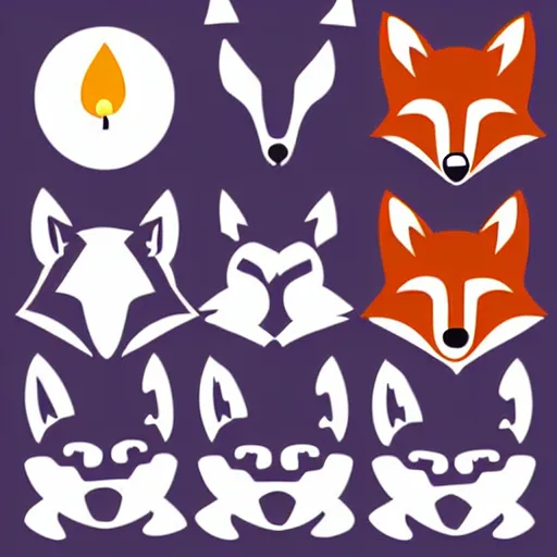 Prompt: a vector logo of a fox with candle head by studio ghibli