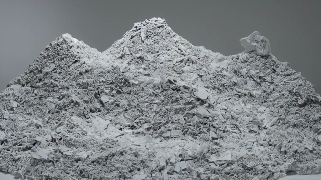 Prompt: a mountain model made of plastic