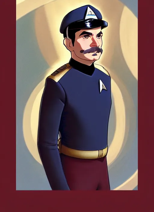 Prompt: cute star trek officer daniel plainview, natural lighting, path traced, highly detailed, high quality, digital painting, by don bluth and ross tran and studio ghibli and alphonse mucha, artgerm
