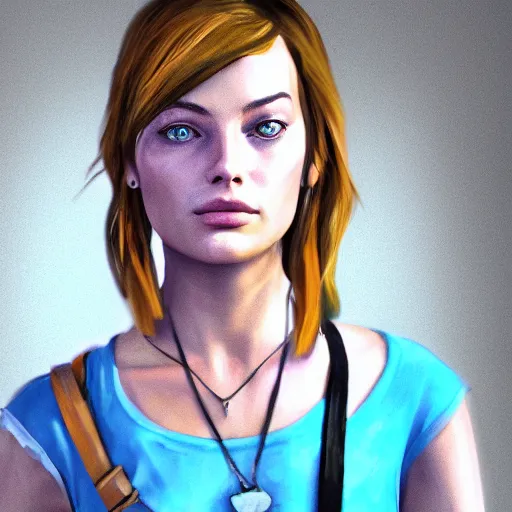 Image similar to portrait of margot robbie as chloe price from life is strange, realistic photograph