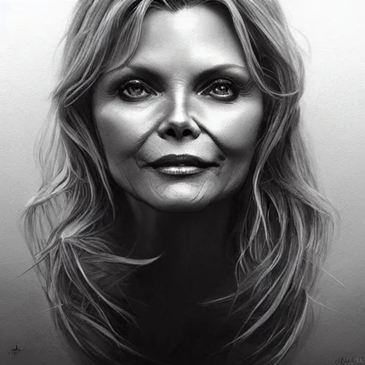 Prompt: amazing lifelike award winning pencil illustration of Michelle pfeiffer trending on art station artgerm Greg rutkowski cinematic