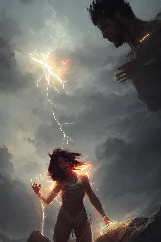 Image similar to the god of lightning by Greg rutkowski