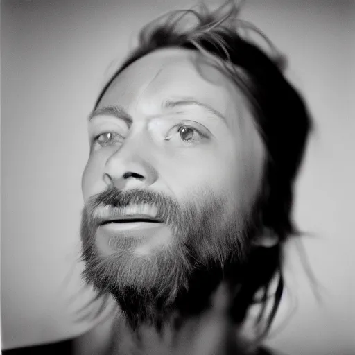 Prompt: Thom Yorke singer songwriter Rolling Stone, a photo by Colin Greenwood, ultrafine detail, chiaroscuro, private press, associated press photo, angelic photograph, masterpiece