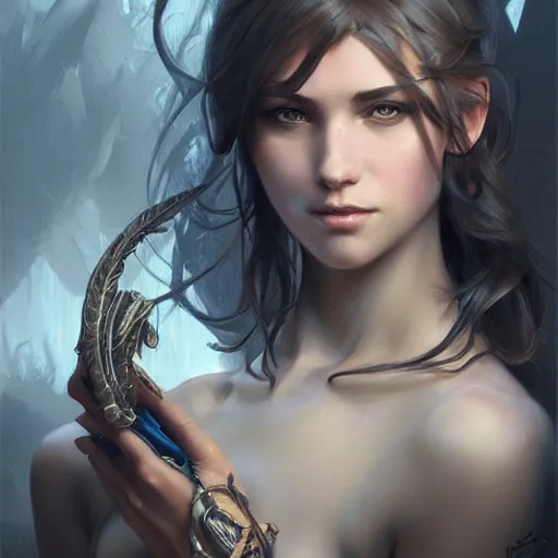 Image similar to Brent Young portrait of an Alyx Vance, D&D, fantasy, intricate, elegant, highly detailed, digital painting, artstation, concept art, smooth, sharp focus, illustration, art by artgerm and greg rutkowski and alphonse mucha