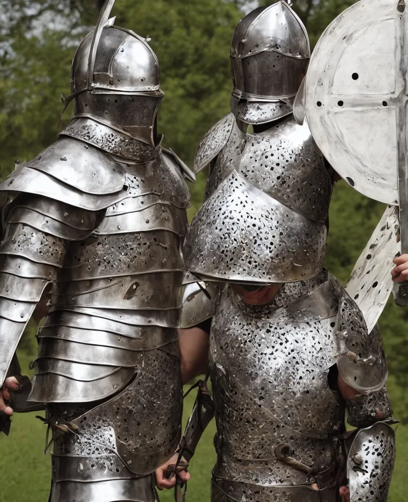 Prompt: man in decorated crusader armor and crusader helmet