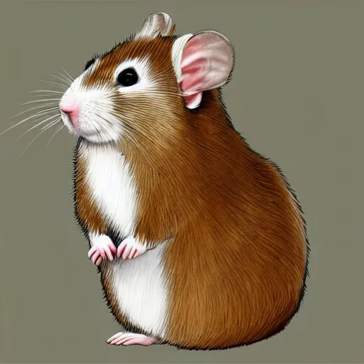 Image similar to A king hamster with a crown and a coat, digital art