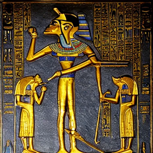 Prompt: egyptian gold god in egypt palace