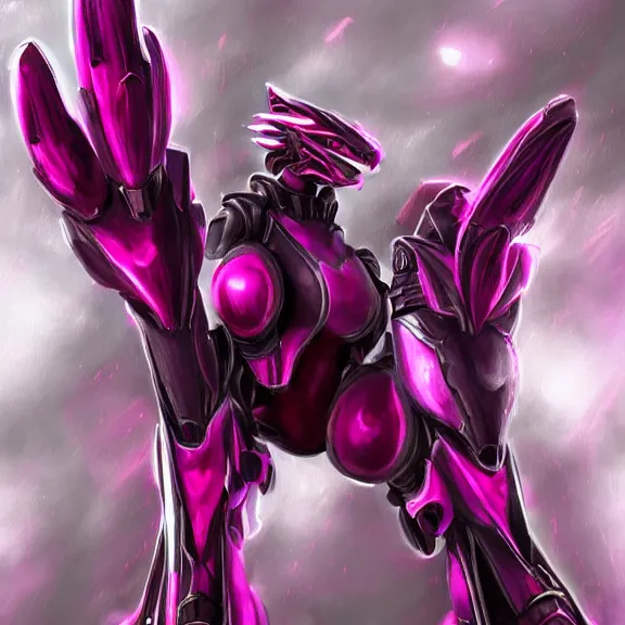 Image similar to very close up foot pov shot, hyperdetailed elegant beautiful stunning, anthropomorphic mecha female dragon, showing detailed dragon paws to camera, sharp claws, soft pads, sharp silver armor, fuchsia skin, anthro dragon art, warframe destiny fanart, furry paws furry, furaffinity, deviantart, octane, ekasportal