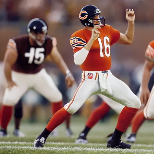 Prompt: a bottle of coca cola as the starting quarterback for the chicago bears