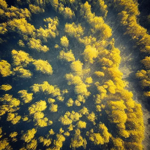 Image similar to An incredible matte photograph of an ailen landscape taken from a satellite looking straight down, Nikon D5 Sigma 50–500mm lens, ambient occlusion, volumetric lighting, rtx ray tracing, unreal engine, psychedelic colors, by Vadim Sadovski artstation, Lighting by Charly Vanlaere artstation