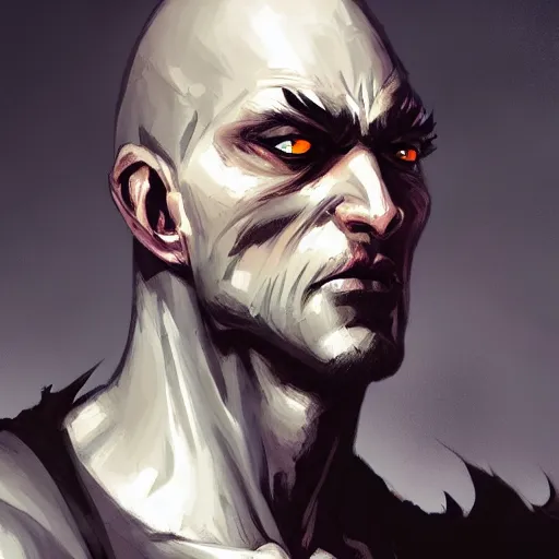 Image similar to portrait bald man, black spikes through his eyes, official fanart behance hd artstation by jesper ejsing