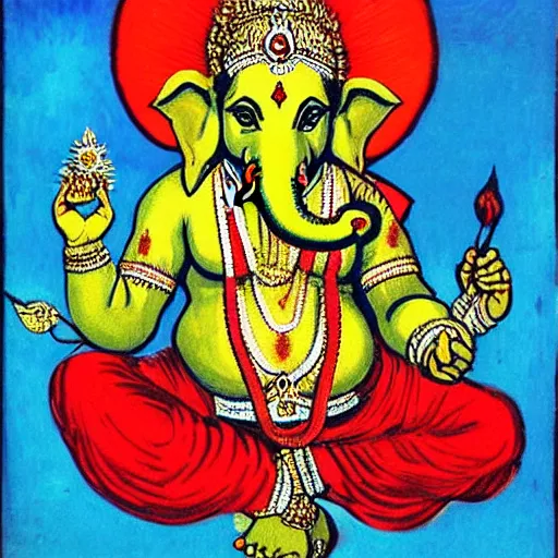 Image similar to hindu god ganesha painted by van gogh