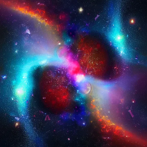 Image similar to two galaxies merging. Digital Art. High detail