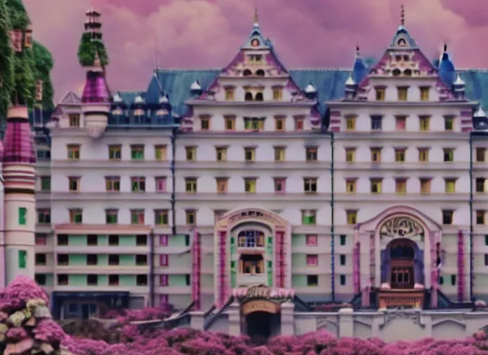 Image similar to a film still of midoriya in the grand budapest hotel ( 2 0 1 4 ), 4 k