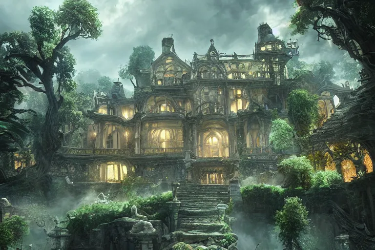 Image similar to the most amazing dream you ever had about mansion of elemental of apples, hyper realistic, ambient lighting, concept art, intricate, hyper detailed, smooth, dynamic volumetric lighting, octane, cinematic