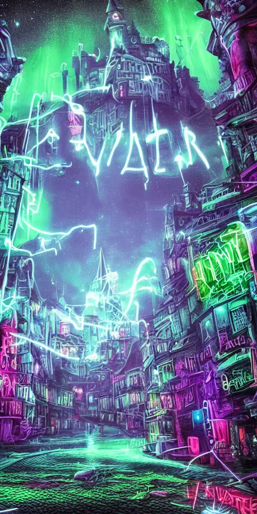 Prompt: neon Harry Poter world, hyper realistic, landscape, nature