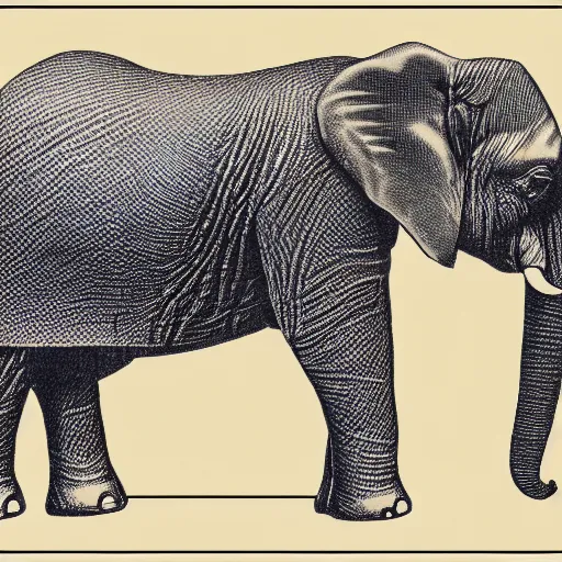 Prompt: A cross section view of an elephant, diagram