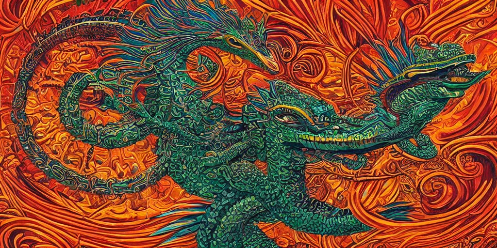 Image similar to Quetzalcoatl  the feathered serpent or plumed serpent is the Feathered-Serpent deity of ancient Mesoamerica by Liam Wong and Boris Vallejo