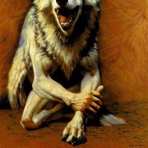 Image similar to a portrait of a wolf o'donnell, hairy, feet, tail. highly detailed painting by gaston bussiere, craig mullins, j. c. leyendecker, furry