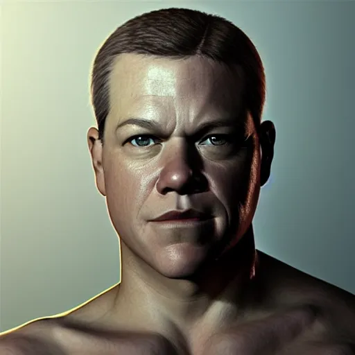 Image similar to hyperrealistic mixed media image of Matt Damon bald with scalp shaped !!foreskin!!, stunning 3d render inspired art by István Sándorfi and Greg Rutkowski, perfect facial symmetry, realistic, highly detailed attributes and atmosphere, dim volumetric cinematic lighting, 8k octane extremely hyper-detailed render, post-processing, masterpiece,