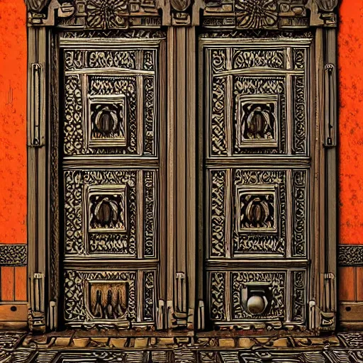 Prompt: one hundred doors with latches, trending on artstation, highly detailed, intricate, sharp focus, digital art, 8 k