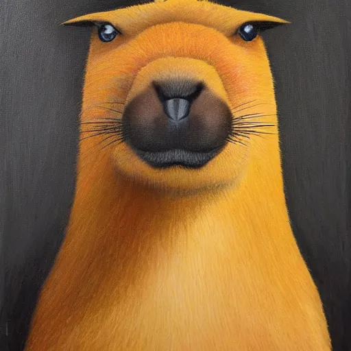 Image similar to capybara wearing a suit, portrait, painting, high quality art