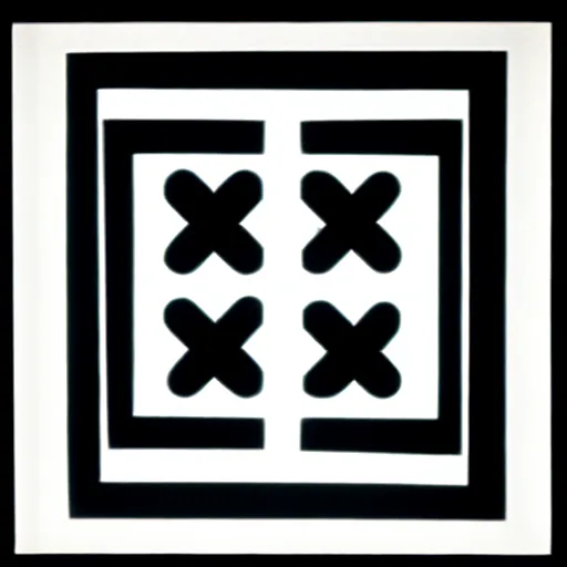 Prompt: a cellular symbol by karl gerstner, black and white monochrome, symmetrical