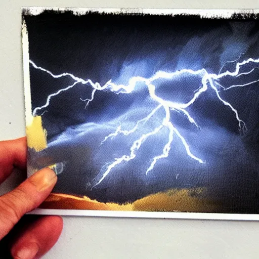 Image similar to polaroid of a lightning strike expressive beautiful hard edges high contrast brush