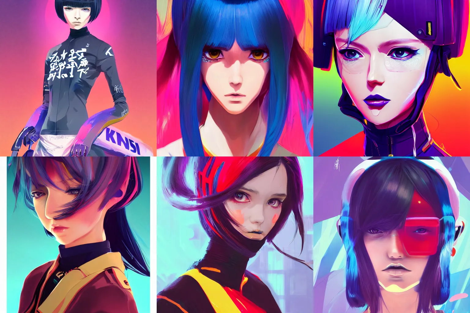 Prompt: poster woman with futuristic streetwear and hairstyle, colourful, pretty face, intricate eyes, beautiful, elegant, Anime by Kuvshinov Ilya, Cushart Krentz and Gilleard James, 4k, HDR, Trending on artstation, Behance, award winning