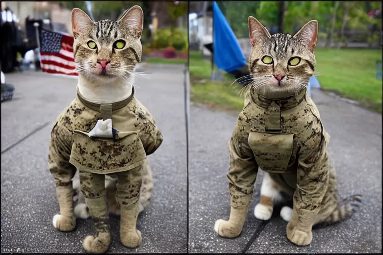 Image similar to cat dressed as a us marine