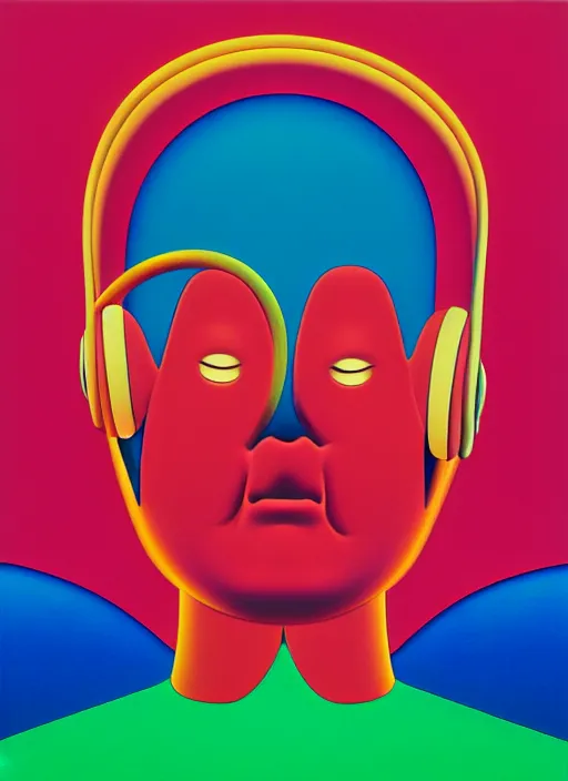 Image similar to men listening to music by shusei nagaoka, kaws, david rudnick, airbrush on canvas, pastell colours, cell shaded, 8 k