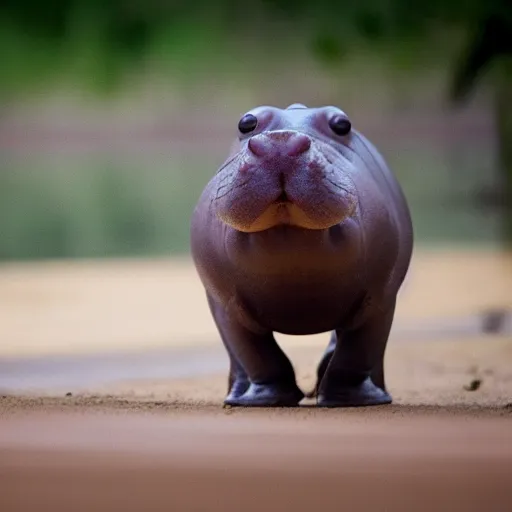 Image similar to DSLR Photograph of a baby hippo that looks like a Minion, cinematic, award winning