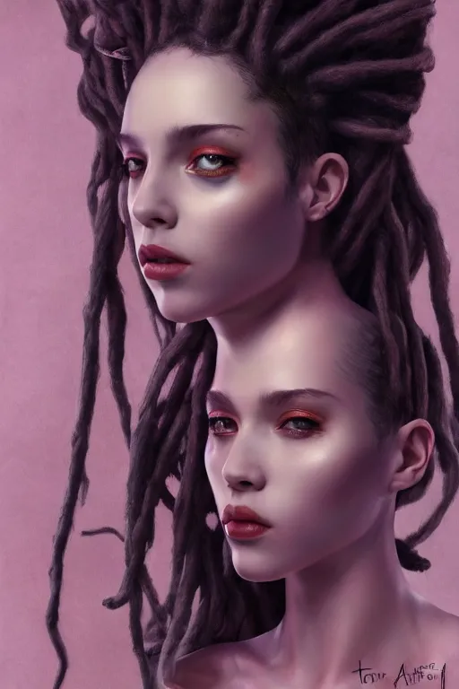 Prompt: portrait of an king queen with dreads snake hair, straight on portrait, by artgerm, tom bagshaw, gerald brom, vaporwave colors, lo fi colors, vaporwave, lo fi, 2 point studio lighting, dramatic lighting, 4 k, hd,