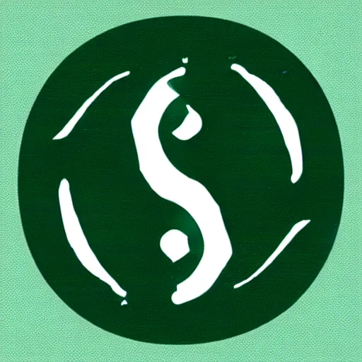 Image similar to Text Yin-Yang written around a green and blue yin-yang logo