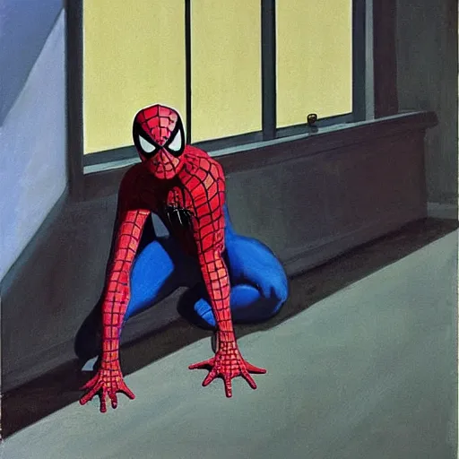 Image similar to Spiderman by Edward hopper