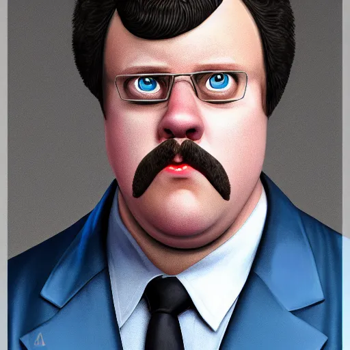 Image similar to the lovechild of paul blart and napoleon dynamite, realistic, hyperrealistic, 8 k resolution, hd quality, very detailed, highly detailed, intricate details, very realistic, trending on artstation, really realistic, very realistic, headshot, head in frame