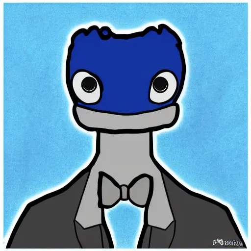 Image similar to blue salamander newt in a grey tuxedo, character icon